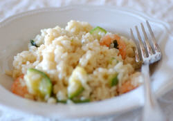 Salade de riz aux gambas et aux nectarines